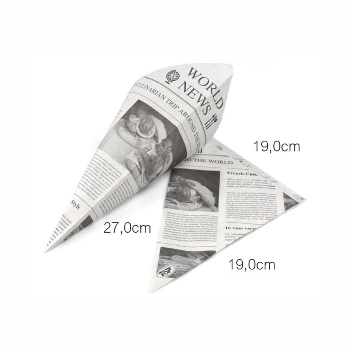 Pommes-Spitztüte 125g "Newspaper" 27,0x19,0x19,0cm